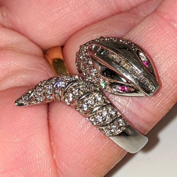 Snake Bypass Design Sterling Silver Ring - Picture 3 of 11